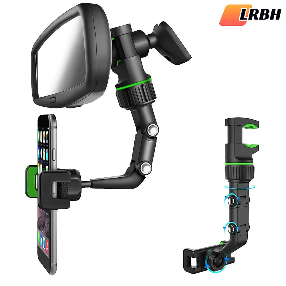 360° Rearview Mirror Phone Holder – Adjustable Car Mount Core Cartel