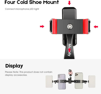 360° Dual Phone Holder Clip – Cold Shoe & Tripod Mount Core Cartel