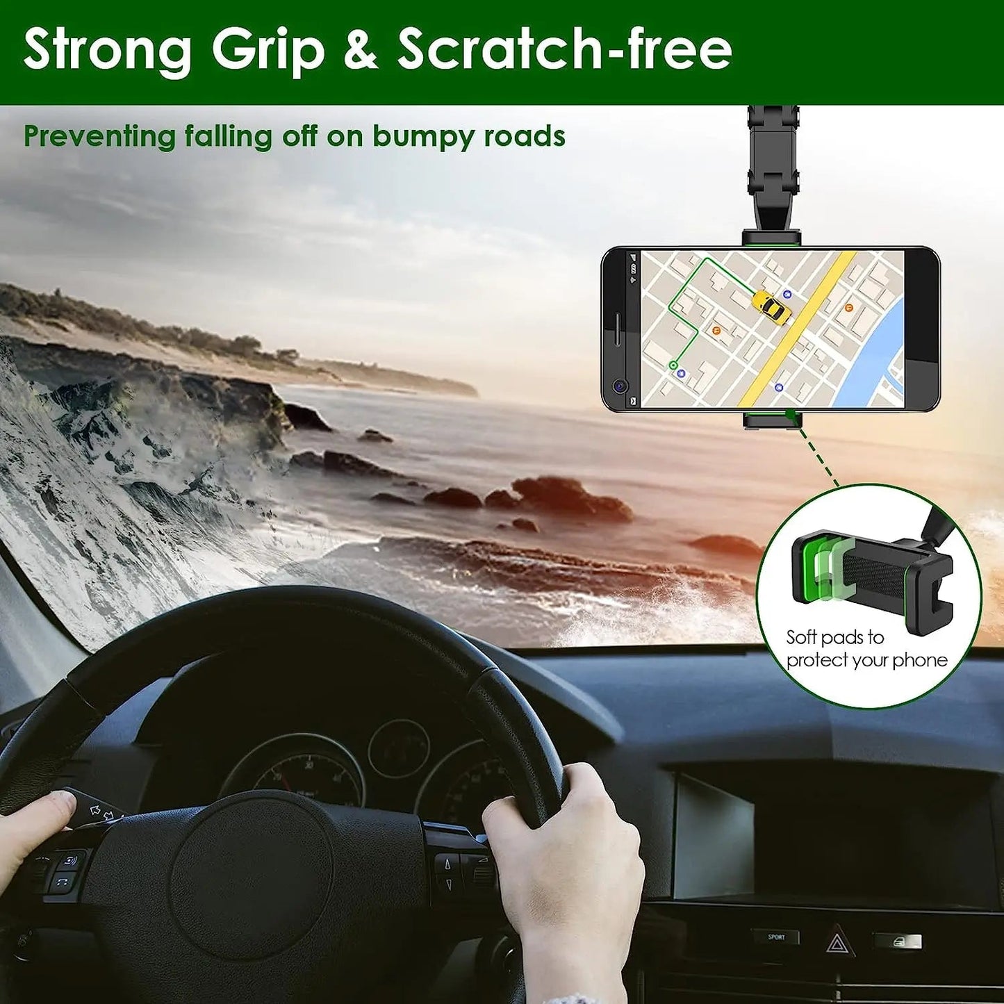 360° Rearview Mirror Phone Holder – Adjustable Car Mount Core Cartel