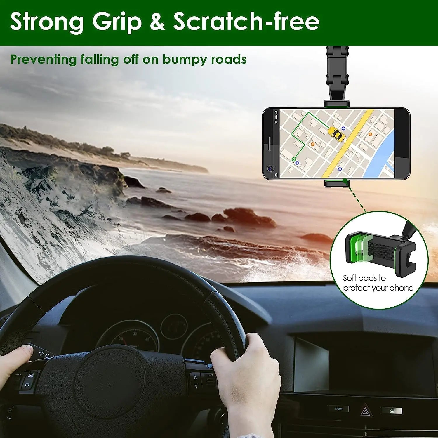 360° Rearview Mirror Phone Holder – Adjustable Car Mount Core Cartel