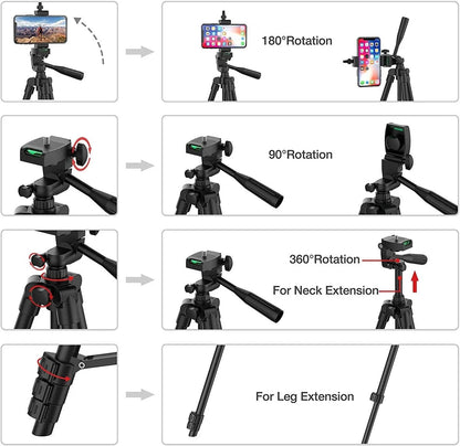 102cm Phone Tripod Stand with Bluetooth Remote – Adjustable Holder Core Cartel