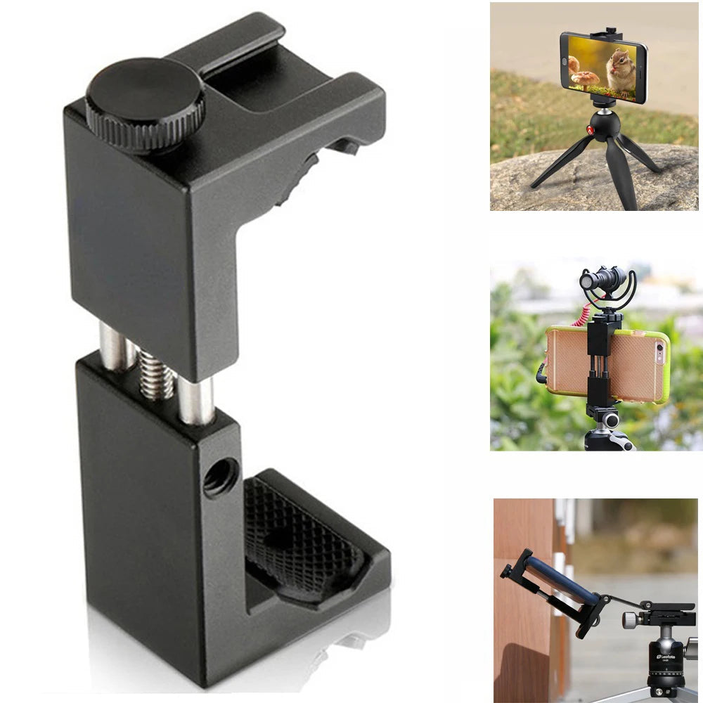 Aluminum Phone Clamp Mount – Cold Shoe Tripod Adapter Core Cartel