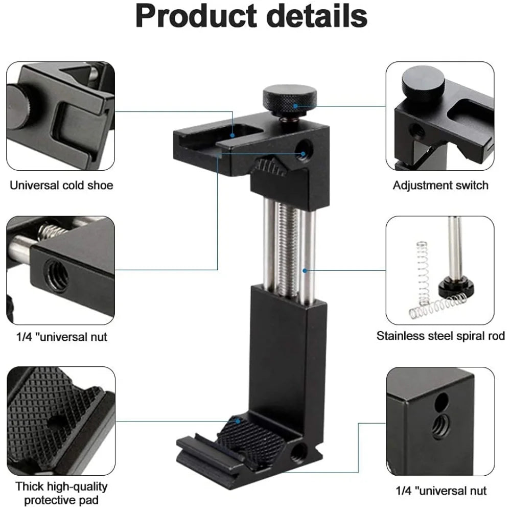 Aluminum Phone Clamp Holder – Cold Shoe Tripod Mount Core Cartel