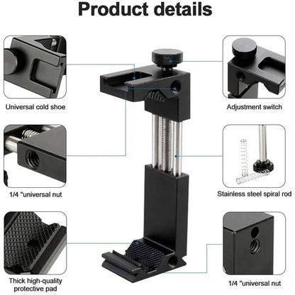 Aluminum Phone Clamp Holder – Cold Shoe Tripod Mount Core Cartel