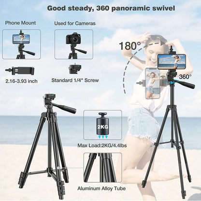 102cm Phone Tripod Stand with Bluetooth Remote – Adjustable Holder Core Cartel